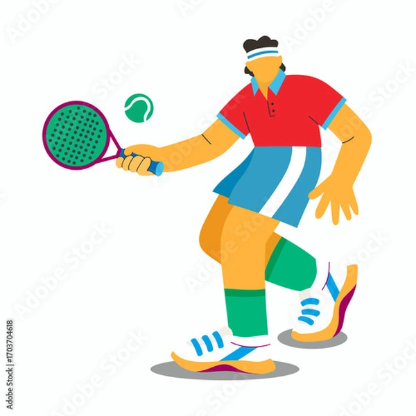 Fototapeta Padel Player in Action Flat Illustration