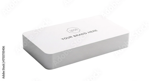 Fototapeta Stack of white business cards isolated on transparent background