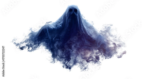 Obraz Realistic ghost shadow with smoky phantom effect, isolated on white background