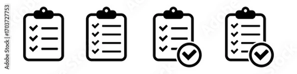 Fototapeta Clipboard icons set, checklist icon for web site and app design.
