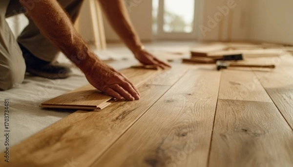 Obraz Flooring installation in progress