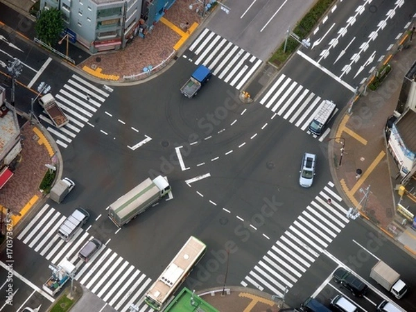 Fototapeta 上空から見た交差点