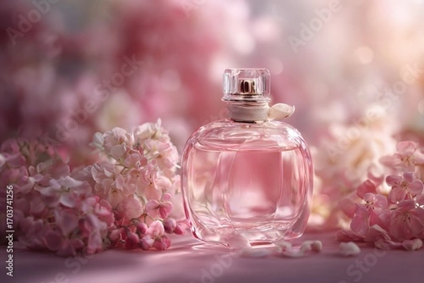 Obraz Delicate perfume bottle amongst spring blossoms