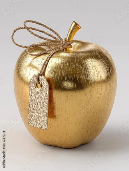 Fototapeta a golden apple with a tag.generative ai