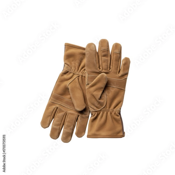 Fototapeta Brown work gloves isolated on transparent background