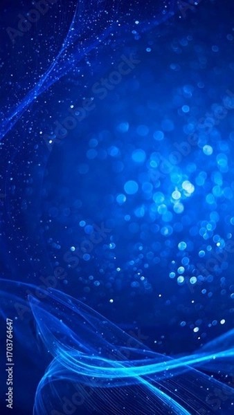 Obraz Abstract blue background with flowing lines and light