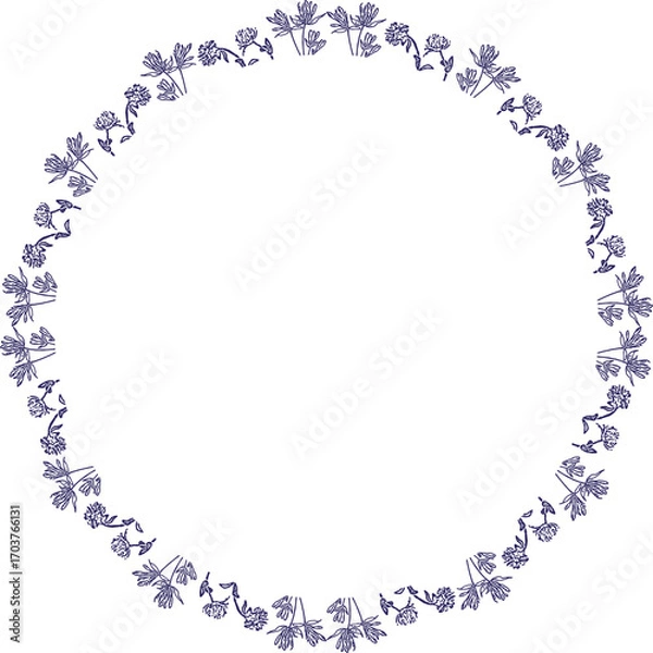 Fototapeta Flourish frame with monochrome elements. Trendy botany graphic template. Baby shower