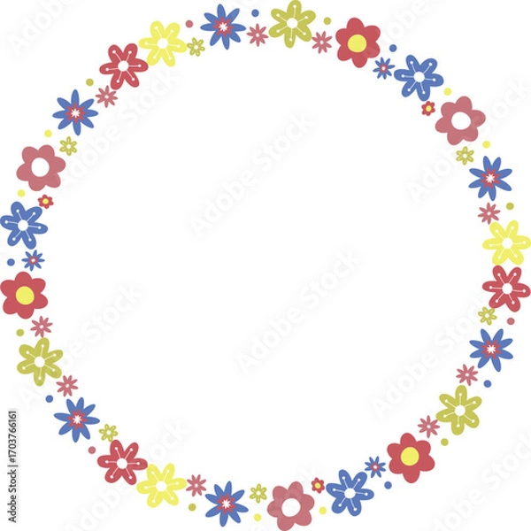 Fototapeta Spring meadow frame. Rectangle frame with flowers. Cute daisy empty frame box