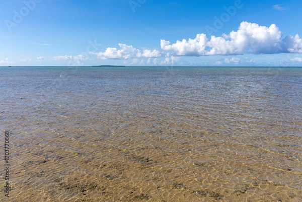 Obraz 西表島のクーラ橋付近の浜辺から見た景色、8月