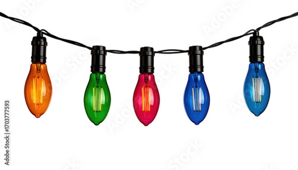 Fototapeta Illuminating Lights: A string of colorful lights dances against the backdrop, casting a warm glow, perfect for holiday decoration.