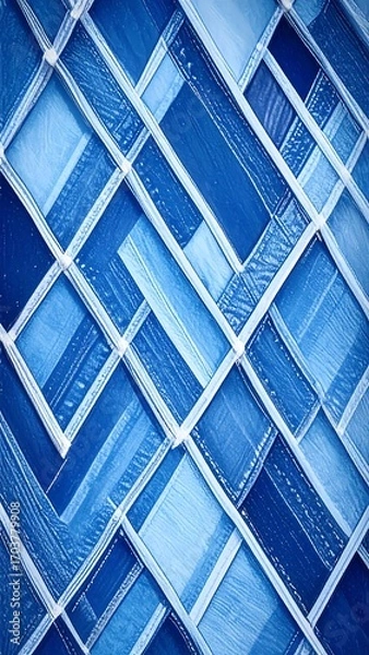 Fototapeta Abstract blue mosaic tile pattern