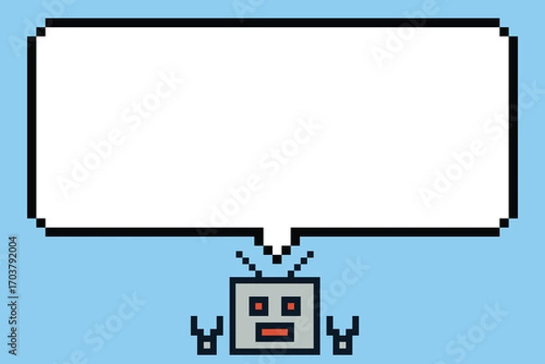 Fototapeta Cute pixel art cartoon robot or AI learn or learning skill with for education calculate bot robot vector character technology background 8bit.