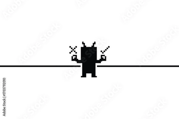 Fototapeta Cute pixel art cartoon background robot or AI learn or learning skill for smart factory bot robot vector character technology 8 bit.