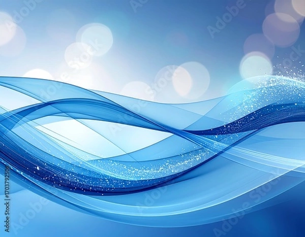 Obraz Abstract blue waves with bokeh