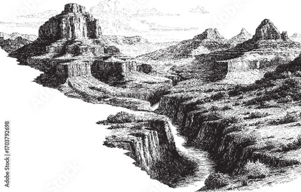 Fototapeta Grand Canyon, Arizona illustration on a white background. This vector illustration can be used in any size you like for advertising, logos, and other work.