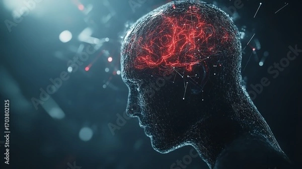 Fototapeta Artificial intelligence new technology science futuristic abstract human brain. Generative AI