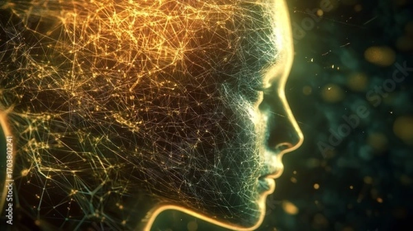 Fototapeta Artificial intelligence new technology science futuristic abstract human brain. Generative AI