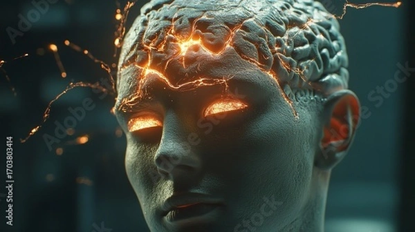 Fototapeta Artificial intelligence new technology science futuristic abstract human brain. Generative AI