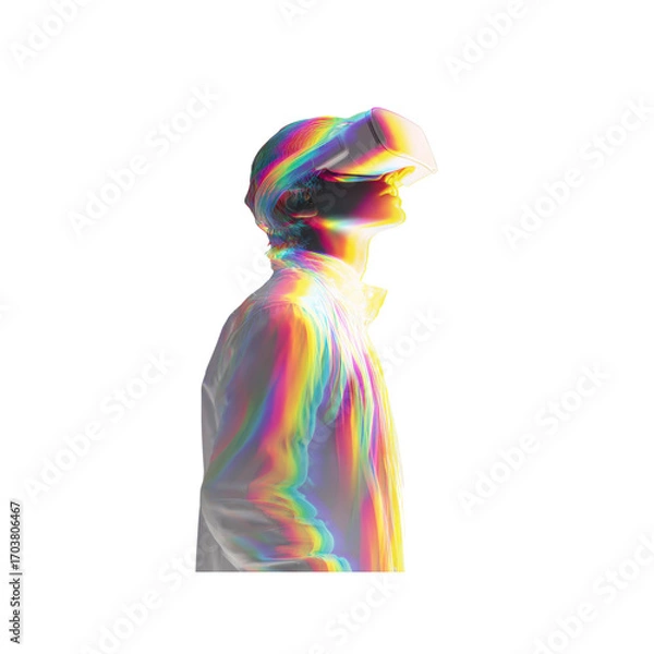 Obraz Immersive Virtual Reality Experience Man Exploring Metaverse with VR Headset