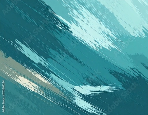 Fototapeta Abstract brushstrokes in teal and pastel hues