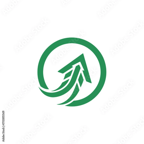 Obraz Green arrow pointing up inside a circle