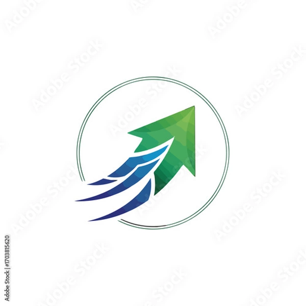 Obraz Green arrow pointing up inside a circle