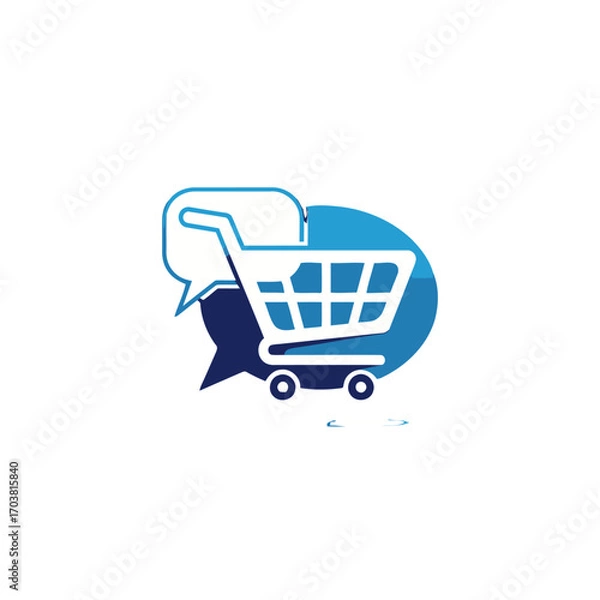 Obraz Shopping cart with speech bubble logo