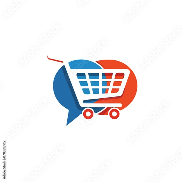 Obraz Shopping cart icon inside a speech bubble