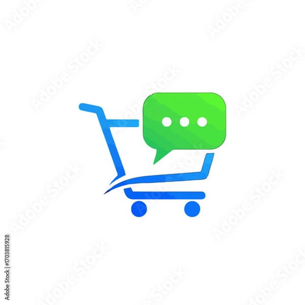 Obraz Shopping cart with speech bubble icon