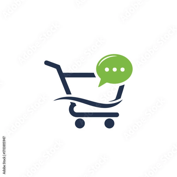 Obraz Shopping cart with speech bubble icon