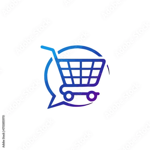 Obraz Shopping cart icon inside a speech bubble