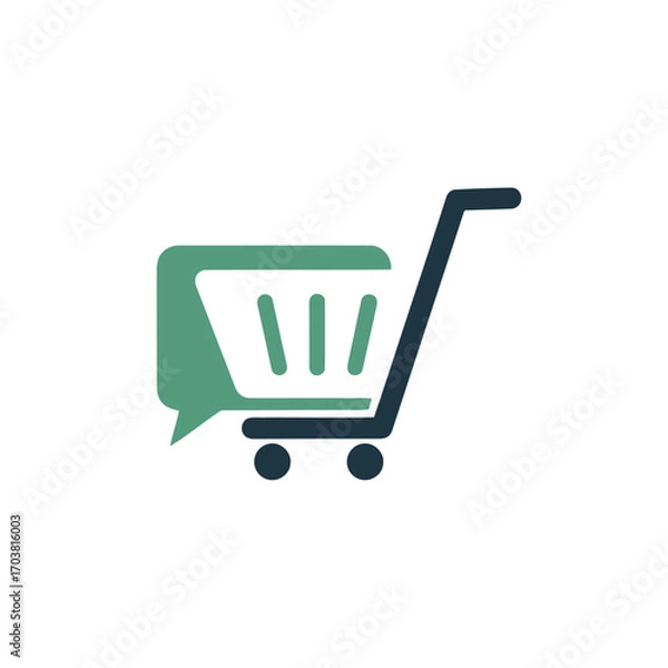 Obraz Shopping cart with speech bubble icon