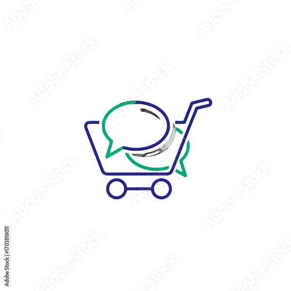 Obraz Shopping cart with speech bubble icon