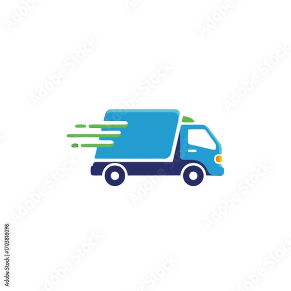Obraz Blue delivery truck with motion lines