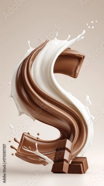 Fototapeta Silky Chocolate Splash with Design Elements for Product Promotion