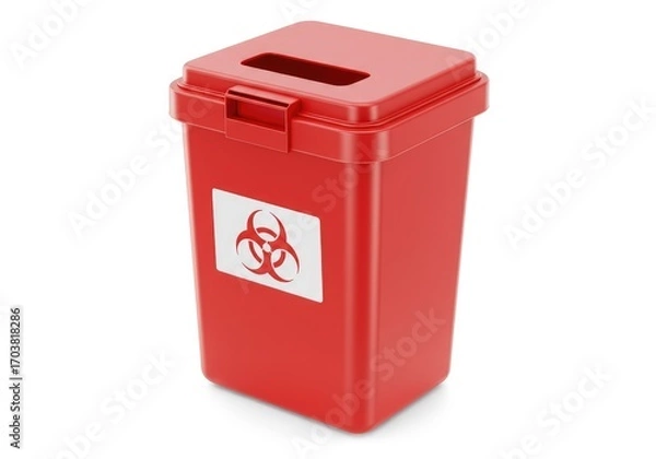 Fototapeta a sharps disposal container red plastic biohazard