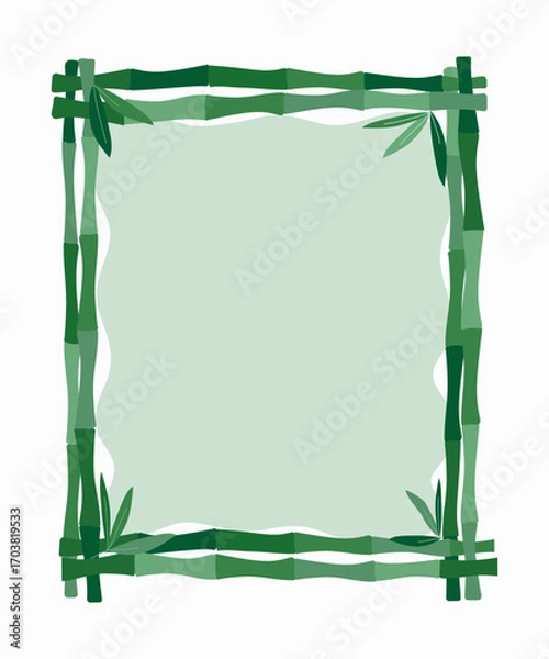 Obraz Bamboo. Vertical plant nature background, photo frame. Frame, border with stems and leaves. Banner with place for text.