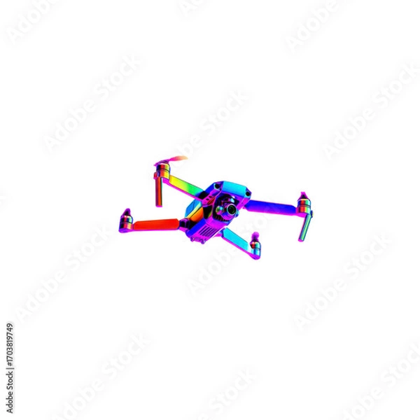 Obraz Futuristic Rainbow Drone in Flight - Technology and Innovation