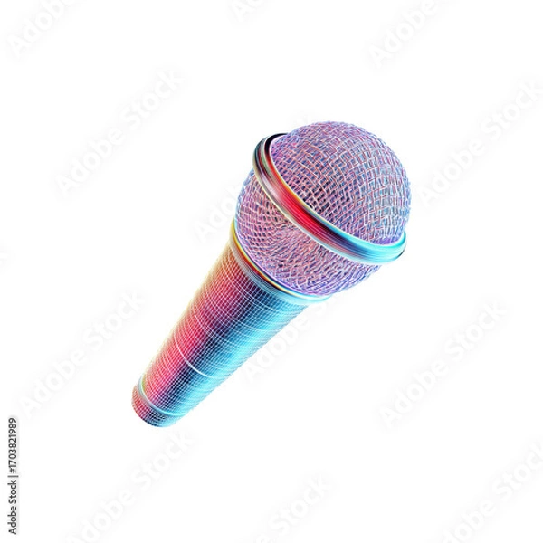Obraz Abstract Wireframe Microphone Colorful Digital Sound Technology