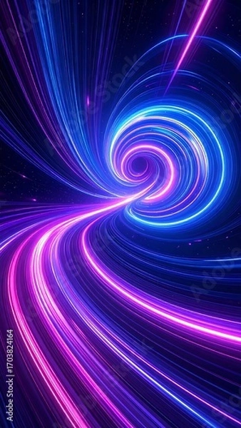 Fototapeta Abstract swirling neon vortex