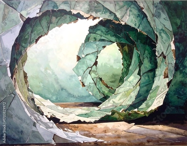 Obraz Abstract swirling pattern of cracked, layered surfaces, light and shadow