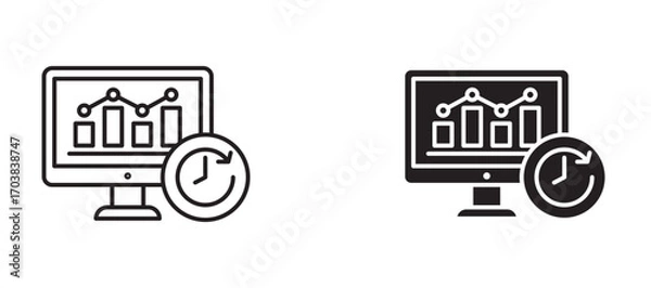 Obraz Real time data Icons in solid and liner versions.