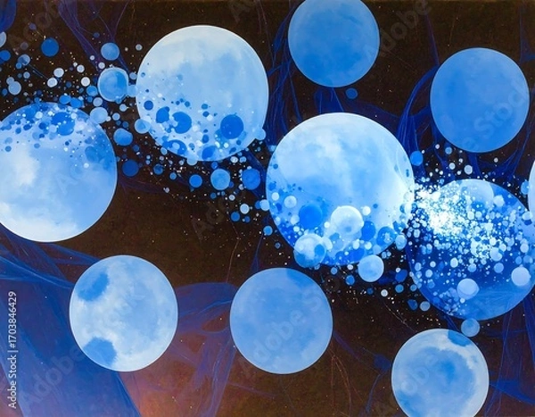Fototapeta Abstract swirling spheres of pale blue
