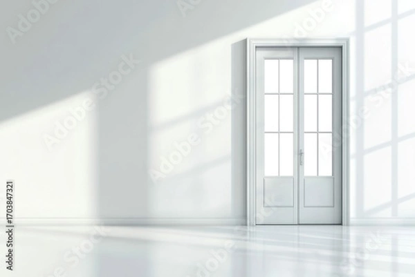 Fototapeta Elegant white door with sunlight streaming in
