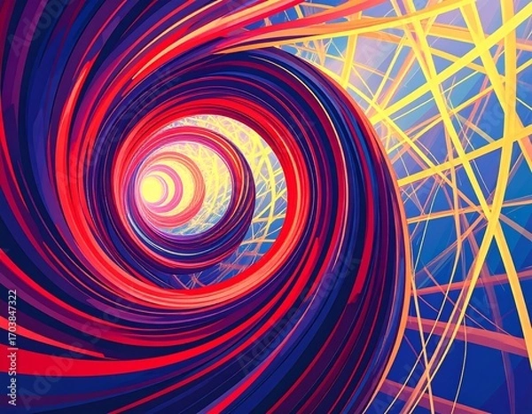 Obraz Abstract swirling tunnel with vibrant colors and interwoven lines