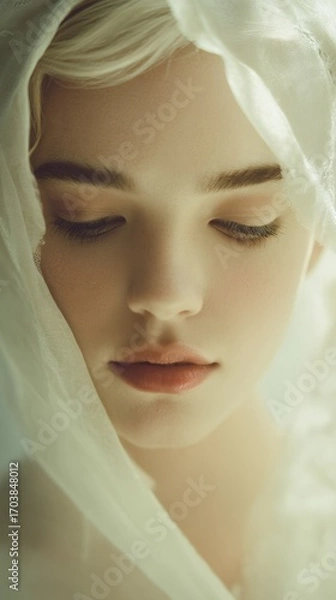 Fototapeta Serene Expression of Soft Emotion within Silent Contentment