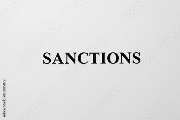 Fototapeta Sanctions Concept Text on White Background
