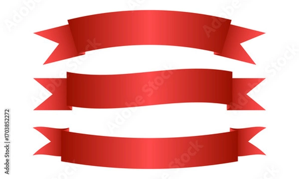 Fototapeta abstract red ribbon collection designed with gradient shine and elegant curves for decoration, banner, poster, cover.