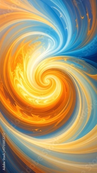 Fototapeta Abstract swirling vortex of orange and blue