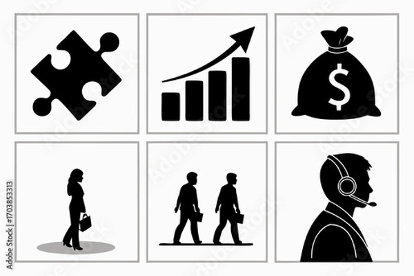 Obraz Business and finance icons representing growth and collaboration